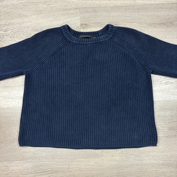 Jenni Kayne Cotton Knit Fisherman Sweater Women's Large Cottagecore Preppy - Picture 2 of 9